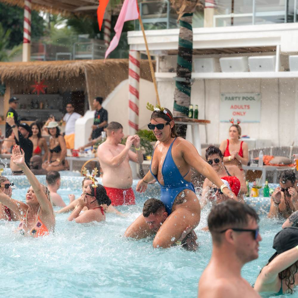 A packed pool party at ARKbar Beach Club on Christmas Day